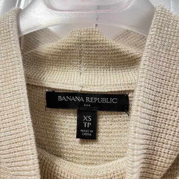 Banana Republic Sleeveless Shimmer Mock Neck Knit Top Beige – XS - Picture 6 of 9